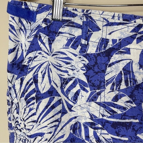 CARIBBEAN JOE Tropical Floral Linen Blend Cargo Shorts, Size 14 - Picture 3 of 7